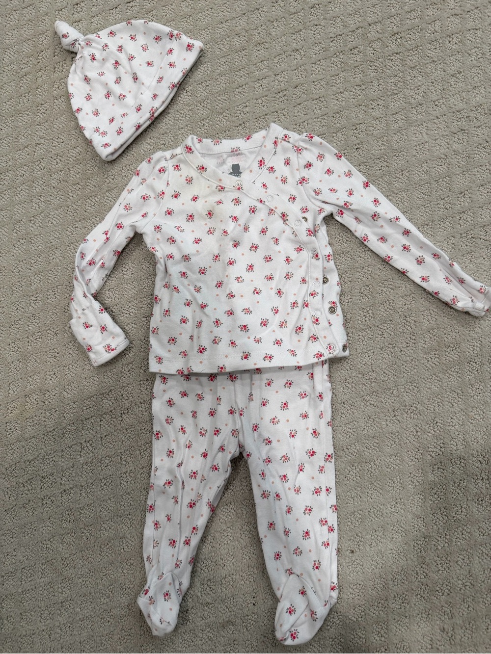 baby GAP Floral Pajama Set White & Red Baby 3-6M
